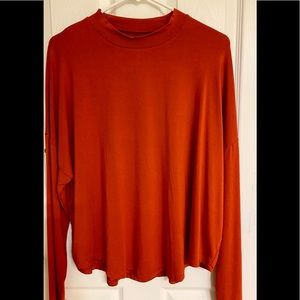NEW Madewell Red Orange Long Sleeve Soft Top